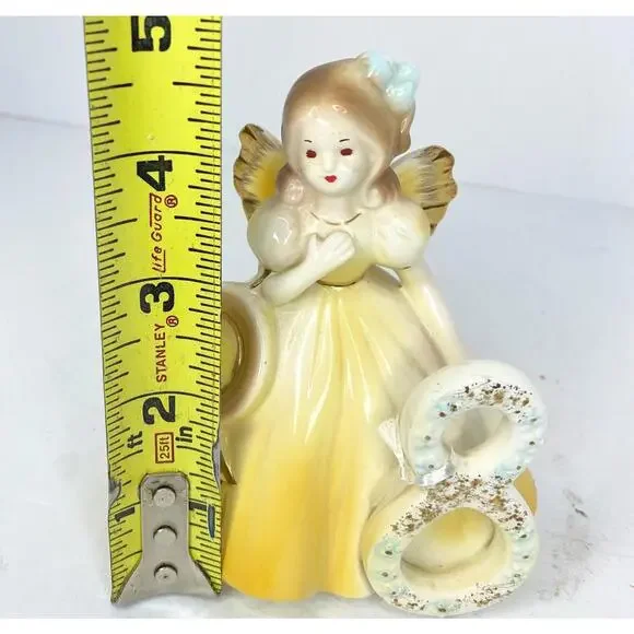 Josef Originals Birthday Angel Girl Figurine Hat Age 8 Yellow 4.75"H Ceramic - Picture 7 of 8